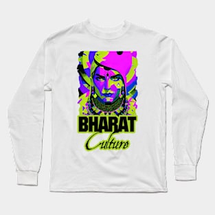 Bharat indian culture sticker style graphic illustration Long Sleeve T-Shirt